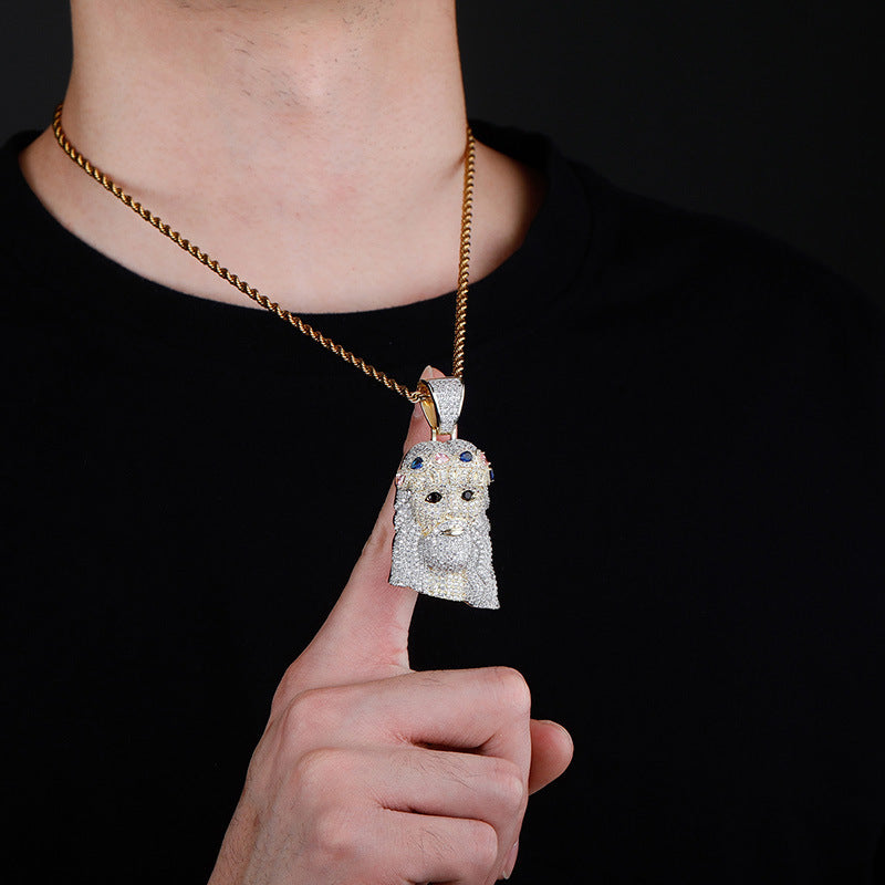 New Arrival Colored Diamond Crown-Adorned Portrait Women's Jewelry Pendant Necklace