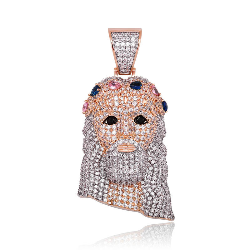 New Arrival Colored Diamond Crown-Adorned Portrait Women's Jewelry Pendant Necklace