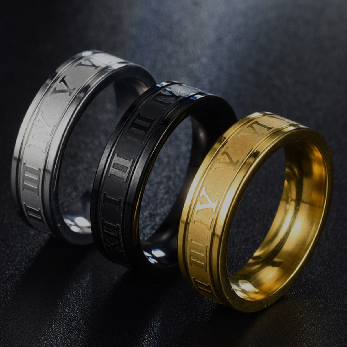 Colorfast Roman Numeral Trendy Ring For Men